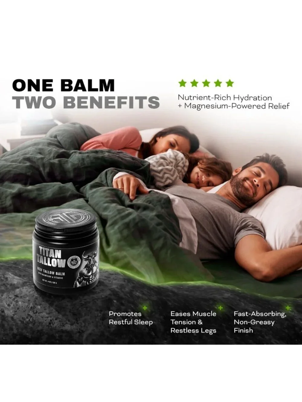TITAN TALLOW Unscented Beef Tallow Balm With Magnesium for Skin, Muscles, Sleep